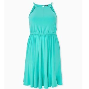 Crepe high neck skater dress